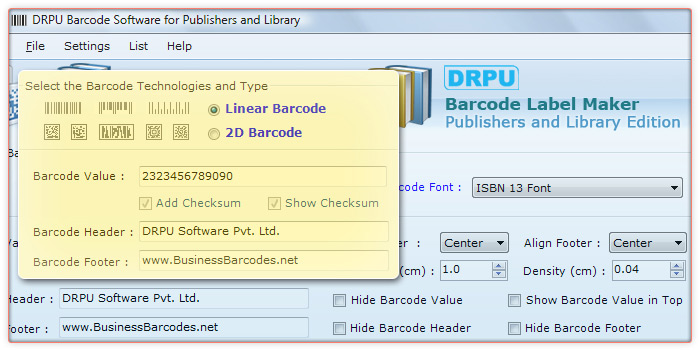 Linear ISBN 13 Barcode Font