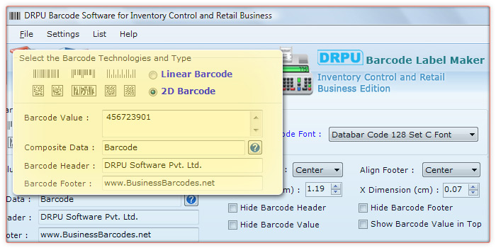 Databar Code 128 Set C 2D Barcode Font