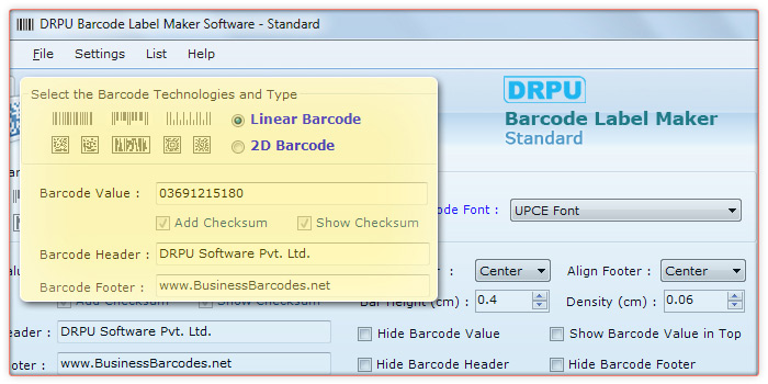 Linear UPCE Barcode Font
