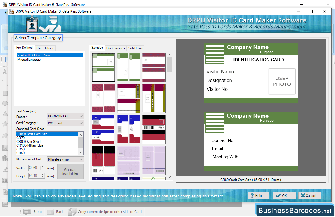 Select predefined template Select predefined template
