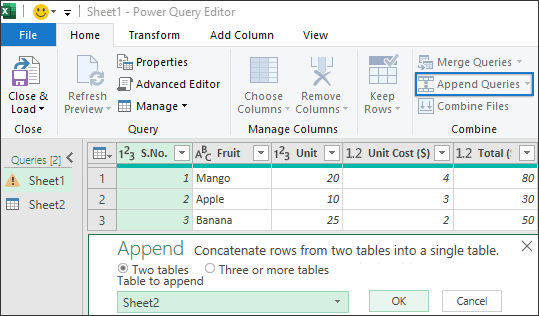 append queries