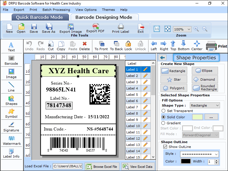 laboratory barcode label