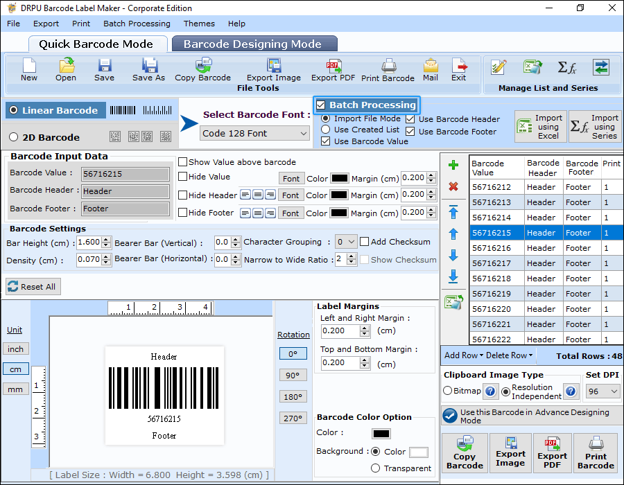 Create Barcode using Quick Barcode Mode