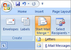 Letters start mail merge