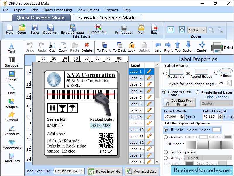 Screenshot of Barcode Label Scanning Software