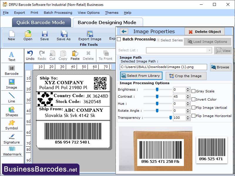 Screenshot of Inventory Barcode Label Design Software