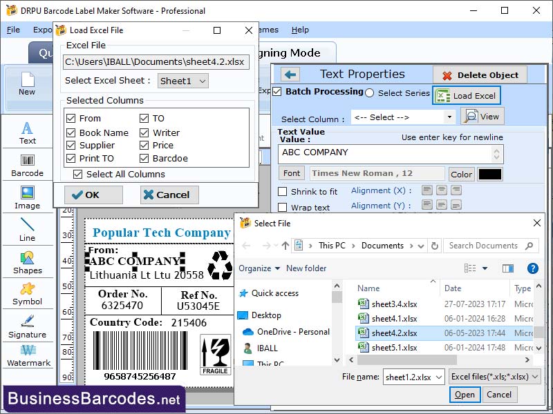 Screenshot of Covert Rows and Coloumns in Excel