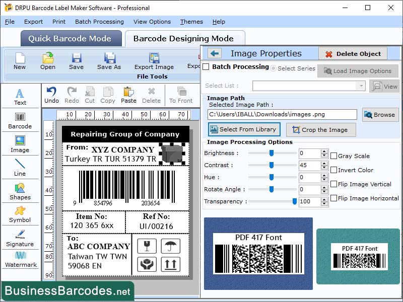 Screenshot of Asset Tracking Pdf417 Barcoding 15.21