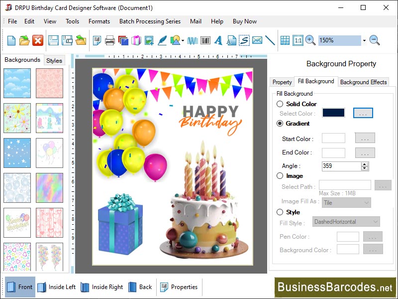 Screenshot of Printable Birthday Card Software
