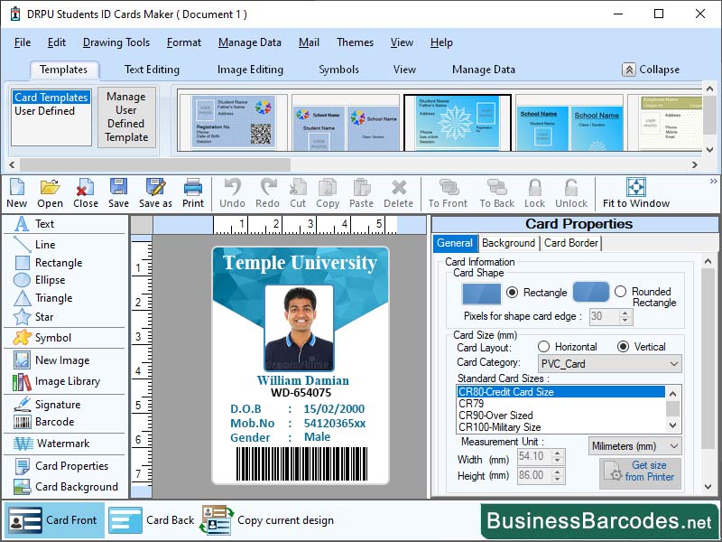 Screenshot of Maintained Student Id Card Maker