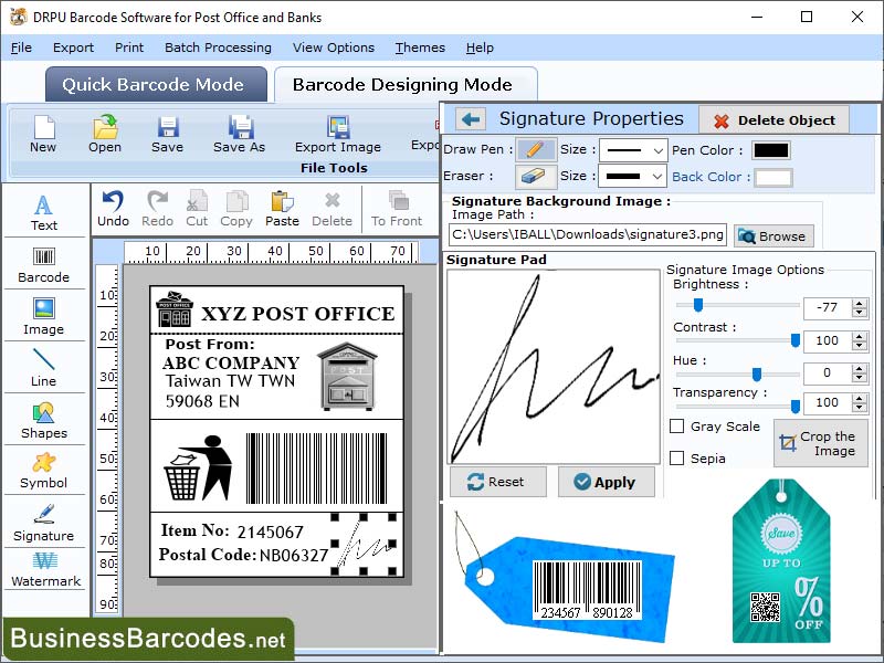 Screenshot of Bank Barcode Labeling Application