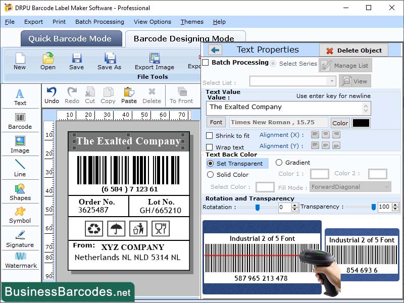 Design Industrial 2 of 5 Barcode 2.3 full