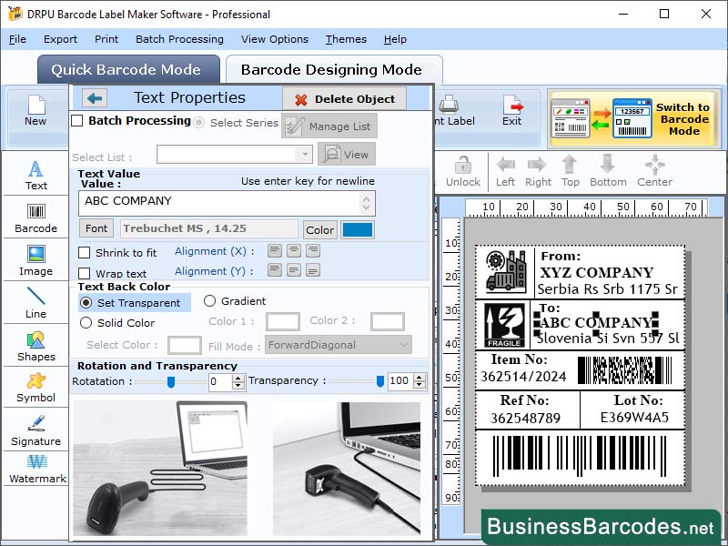 Screenshot of Barcode Scanner Tool for Inventory