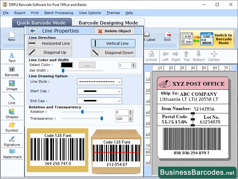 Screenshot of Bank Barcode Labelling Program