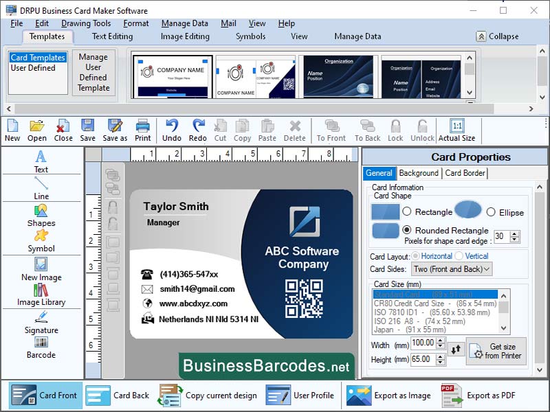 Screenshot of Create Business Card Design Software 11.1