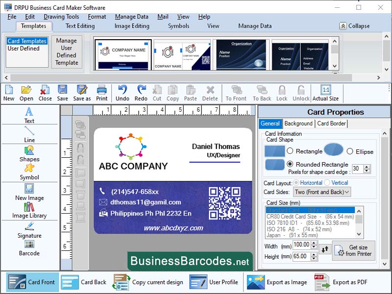 Screenshot of Reliable Card Printing Tool