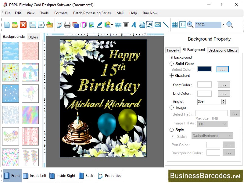 Screenshot of Birthday Card Printing Software
