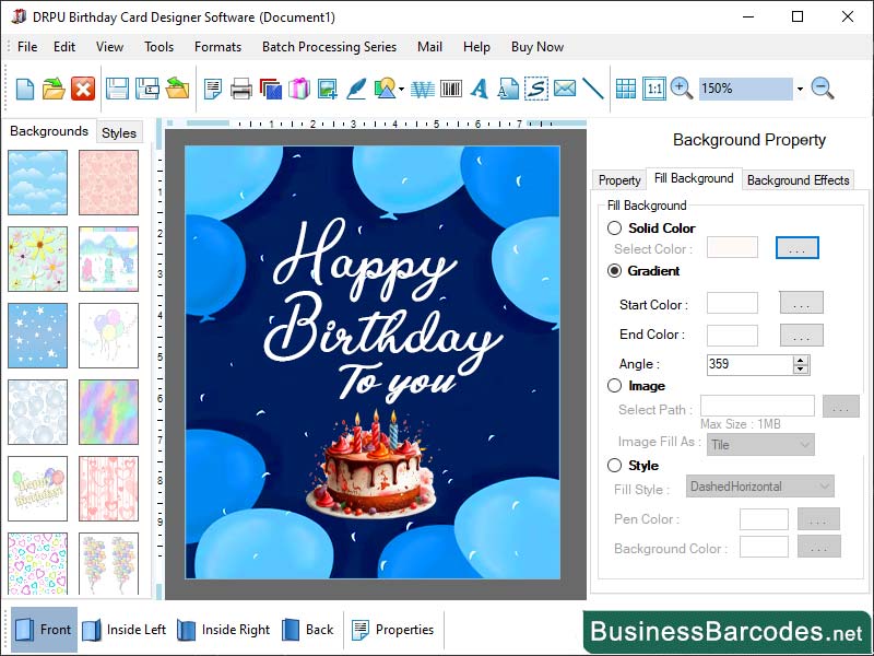Screenshot of Windows Birthday Card Printing Software