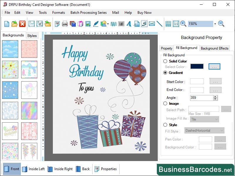 Screenshot of Windows Birthday Card Software 8.4.5.2