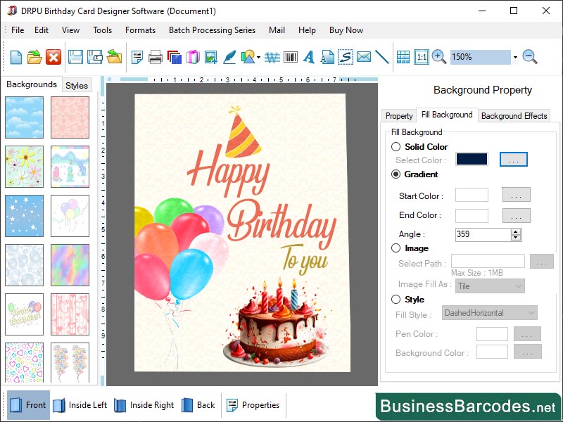 Screenshot of Birthday Card Designer Application
