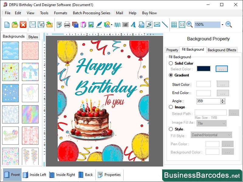 Screenshot of Software for Birthday Card