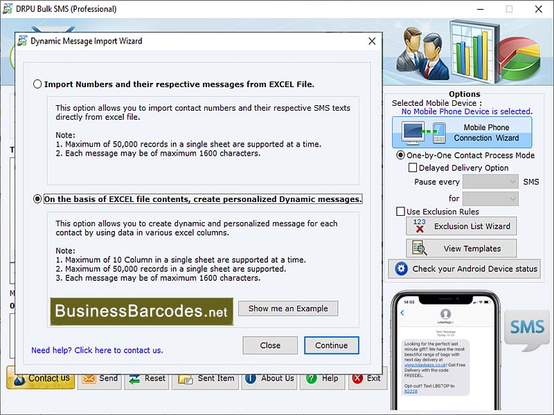 Screenshot of Bulk SMS Messaging Services App 9.9.8