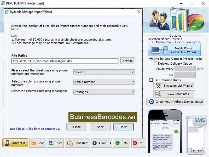 Screenshot of Bulk SMS Instant Messaging Tool