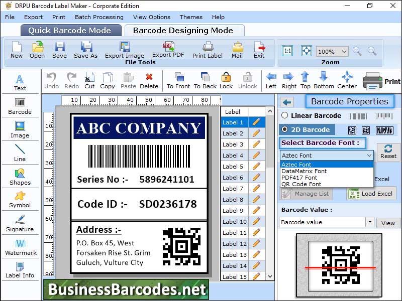 Screenshot of Online Label Maker Software 3.2
