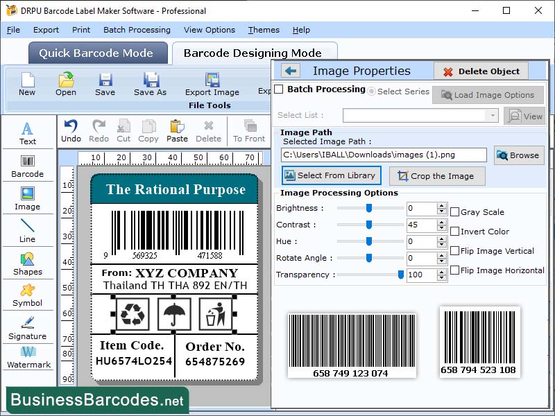 Screenshot of Code 39 Barcode Generator