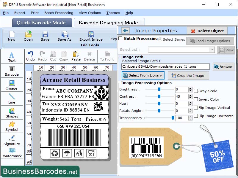 Barcode Label Maker Application screenshot