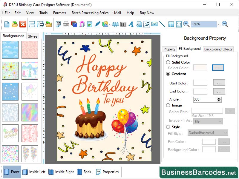 Screenshot of Printable Birthday Card Tool