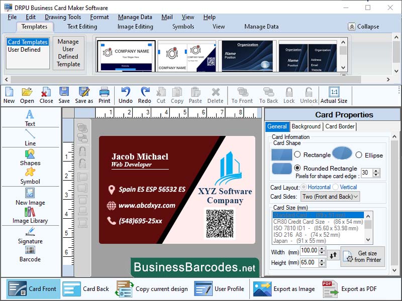 Screenshot of Compatible Business Card Creator