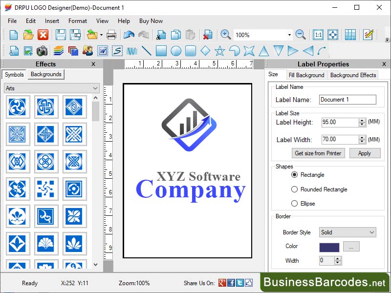 Screenshot of Online Business Logo Maker Application