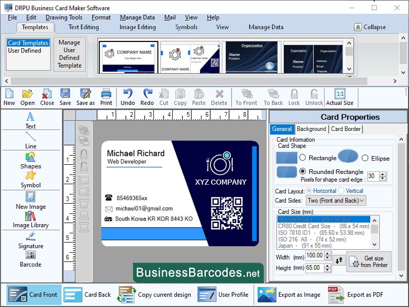 Screenshot of Business Card Creator for Windows