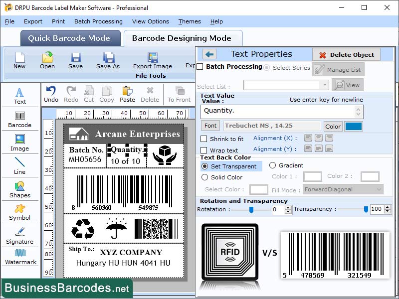 Screenshot of Radio Frequency Identification Tags