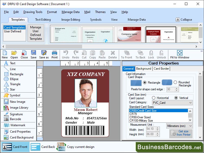 Screenshot of Design Card Layout Tool