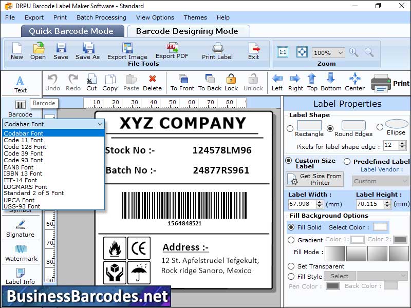 Screenshot of Manufacturing Barcode Label Software 6.2.2