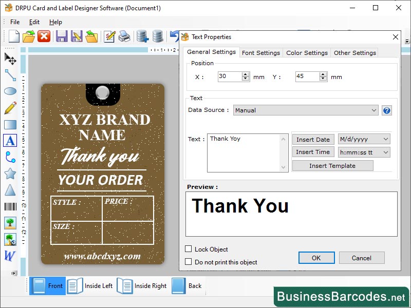 Screenshot of Voucher Label Designer Software