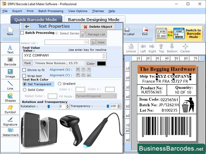 Screenshot of Components Tracker Software