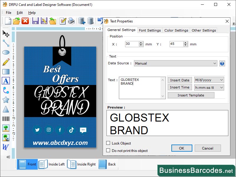 Screenshot of Consistent Card Designing Software