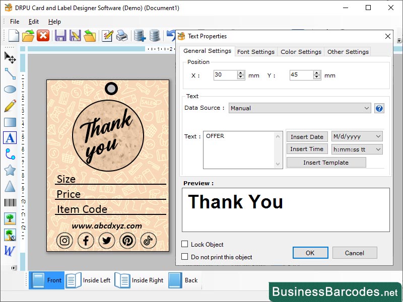 Screenshot of Voucher Label Creator Program