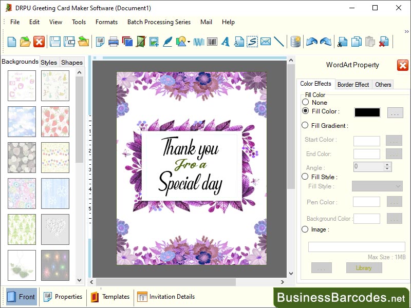 Screenshot of Design for Greeting Card Maker