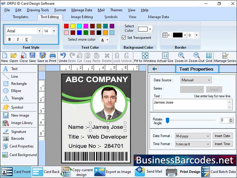 Screenshot of Free ID Badge Designing Software