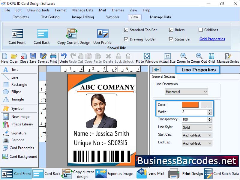 Screenshot of ID Badges Designing Software 9.3