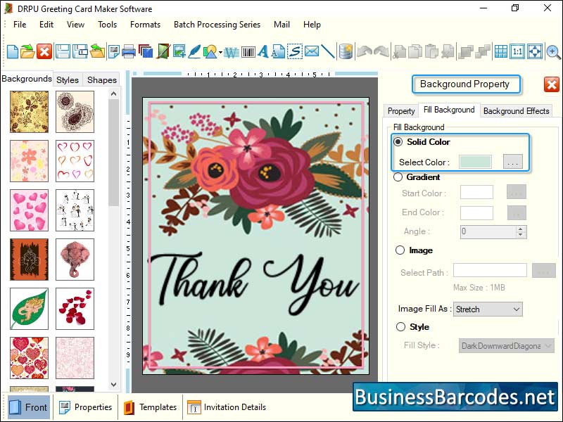 Screenshot of Personalized Greeting Card Application