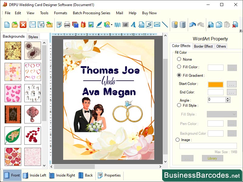 Screenshot of Free Wedding Card Templates