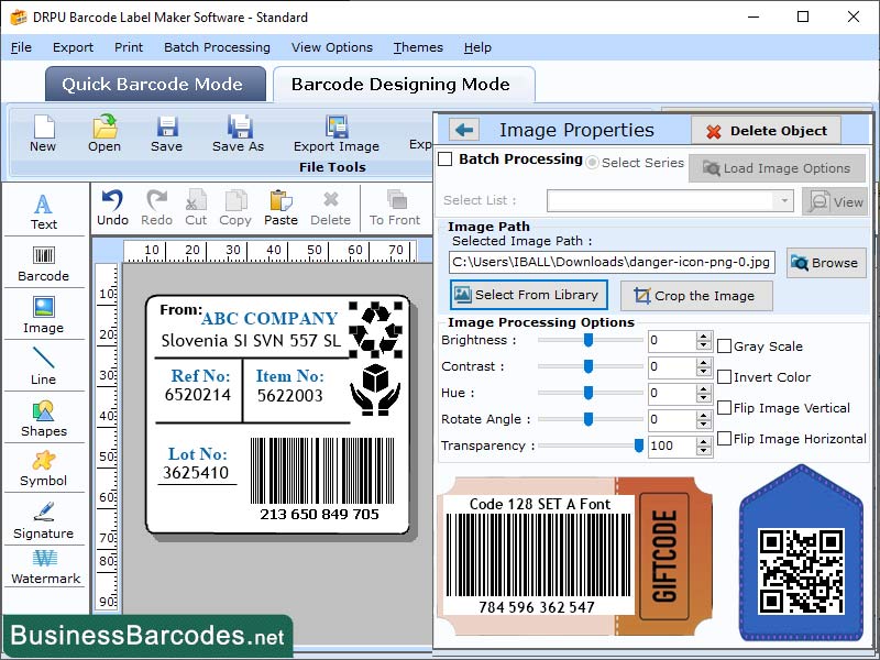 Screenshot of Code 128 Product Identification App