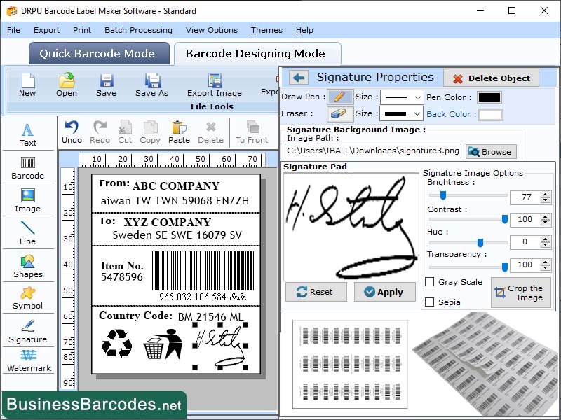 Screenshot of Databar Barcode Designing Application