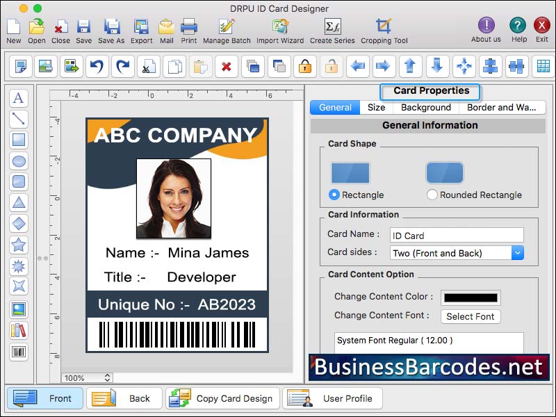Screenshot of Design ID Card Software for Mac