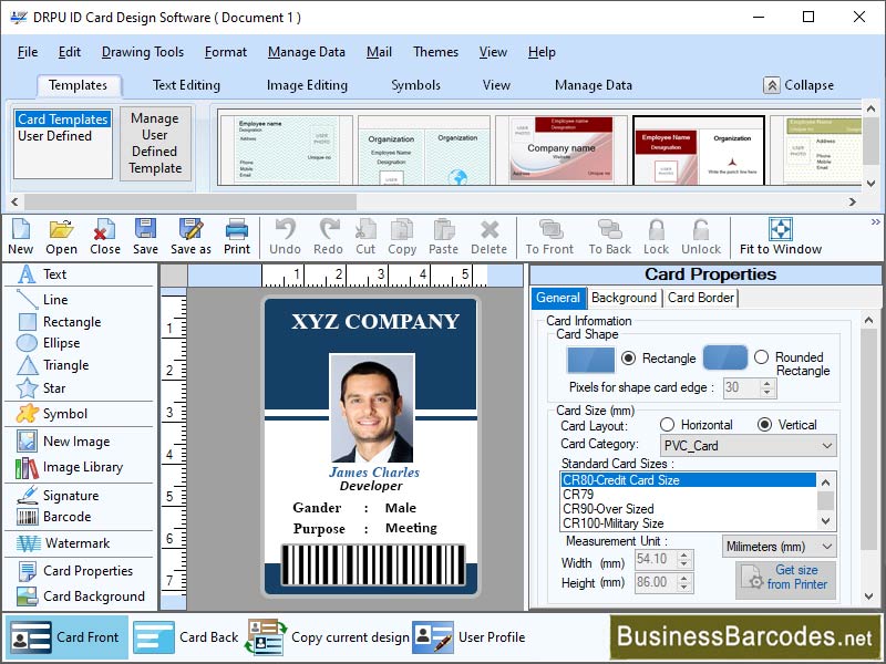 Screenshot of Card Maker Printing Software